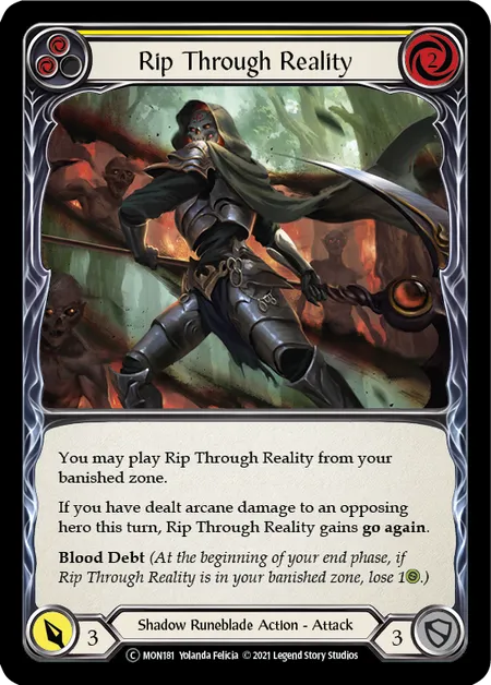 (MON181) Flesh & Blood TCG Monarch - Unlimited Single: Rip Through Reality (Yellow) (Regular)  Common