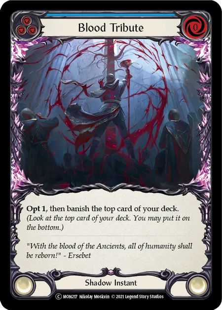 (MON217) Flesh & Blood TCG Monarch - Unlimited Single: Blood Tribute (Blue) (Regular)  Common