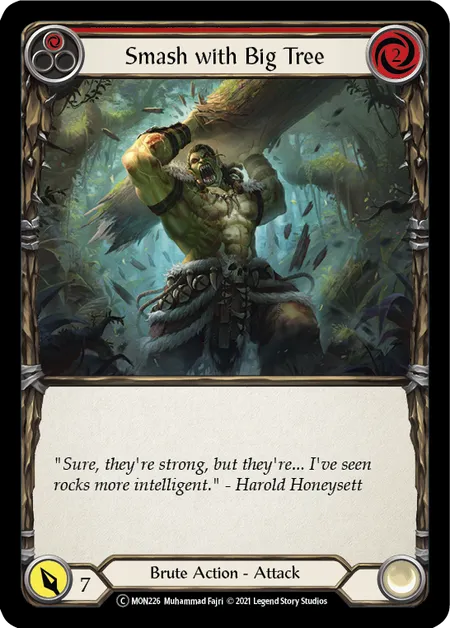 (MON226) Flesh & Blood TCG Monarch - Unlimited Single: Smash with Big Tree (Red) (Rainbow Foil)  Common