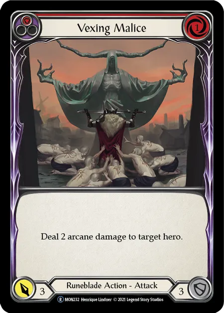 (MON232) Flesh & Blood TCG Monarch - Unlimited Single: Vexing Malice (Red) (Regular)  Rare