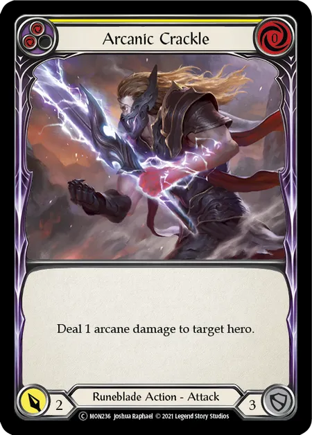 (MON236) Flesh & Blood TCG Monarch - Unlimited Single: Arcanic Crackle (Yellow) (Regular)  Common