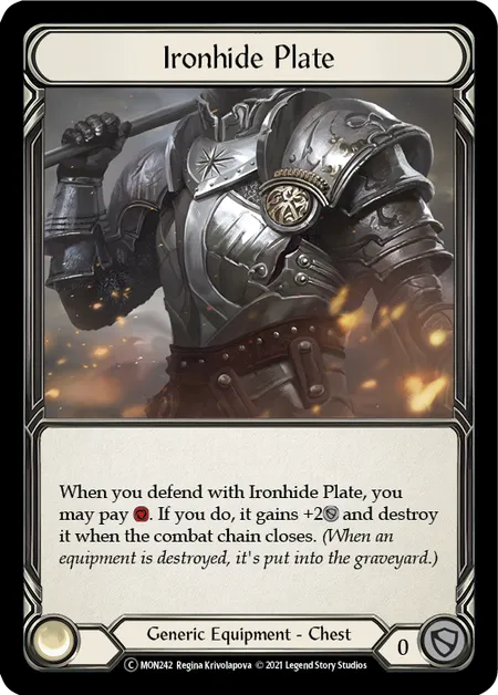(MON242) Flesh & Blood TCG Monarch - Unlimited Single: Ironhide Plate (Regular)  Common