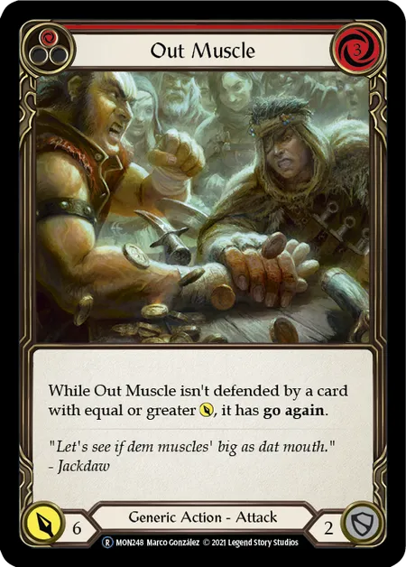 (MON248) Flesh & Blood TCG Monarch - Unlimited Single: Out Muscle (Red) (Rainbow Foil)  Rare