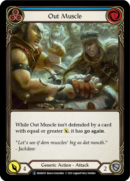 (MON250) Flesh & Blood TCG Monarch - Unlimited Single: Out Muscle (Blue) (Regular)  Rare