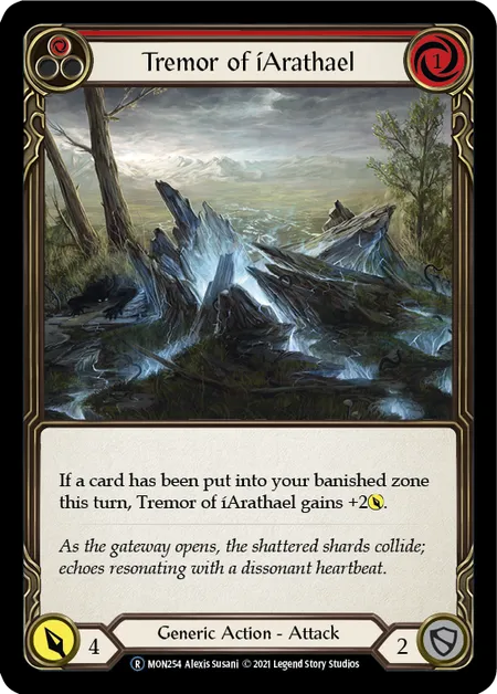 (MON254) Flesh & Blood TCG Monarch - Unlimited Single: Tremor of iArathael (Red) (Rainbow Foil)  Rare