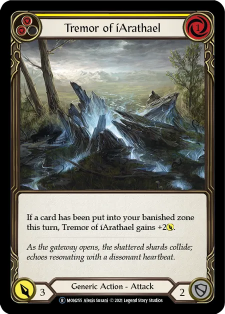 (MON255) Flesh & Blood TCG Monarch - Unlimited Single: Tremor of iArathael (Yellow) (Rainbow Foil)  Rare