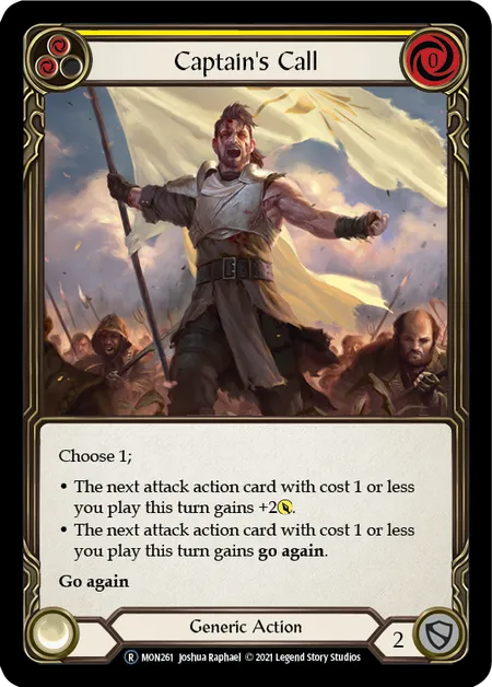 (MON261) Flesh & Blood TCG Monarch - Unlimited Single: Captain's Call (Yellow) (Regular)  Rare