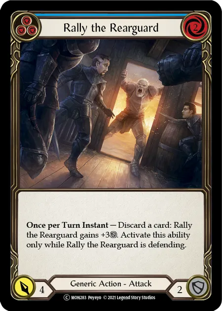 (MON283) Flesh & Blood TCG Monarch - Unlimited Single: Rally the Rearguard (Blue) (Rainbow Foil)  Common