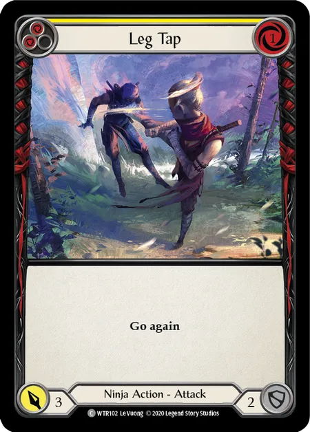 (WTR102) Flesh & Blood TCG Welcome to Rathe - Unlimited Single: Leg Tap (Yellow) (Rainbow Foil)  Common