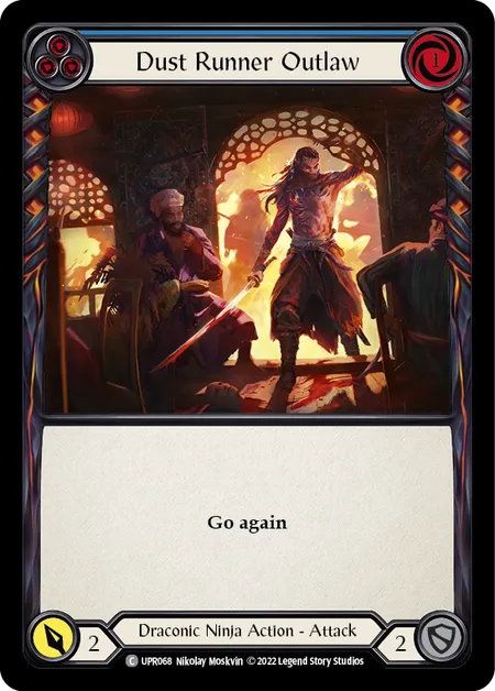 (UPR068) Flesh & Blood TCG Uprising Single: Dust Runner Outlaw (Blue) (Rainbow Foil)  Common