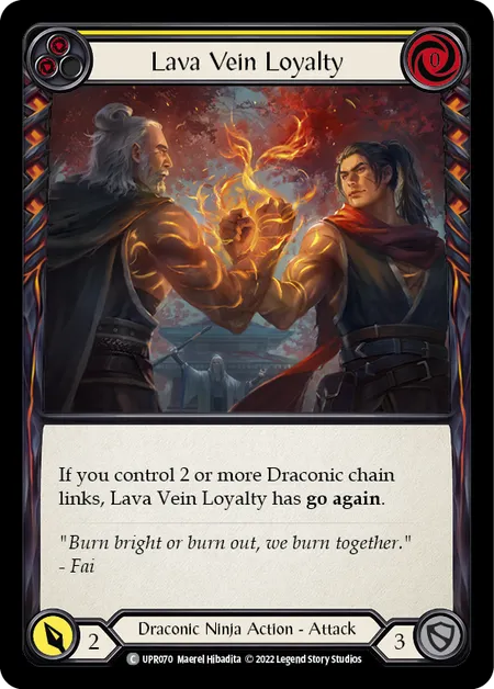 (UPR070) Flesh & Blood TCG Uprising Single: Lava Vein Loyalty (Yellow) (Rainbow Foil)  Common