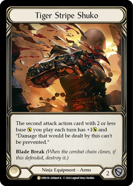 (UPR158) Flesh & Blood TCG Uprising Single: Tiger Stripe Shuko (Rainbow Foil)  Legendary