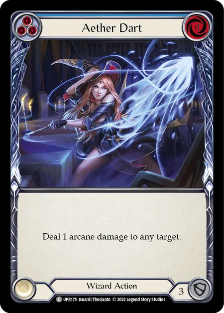 (UPR175) Flesh & Blood TCG Uprising Single: Aether Dart (Blue) (Rainbow Foil)  Common