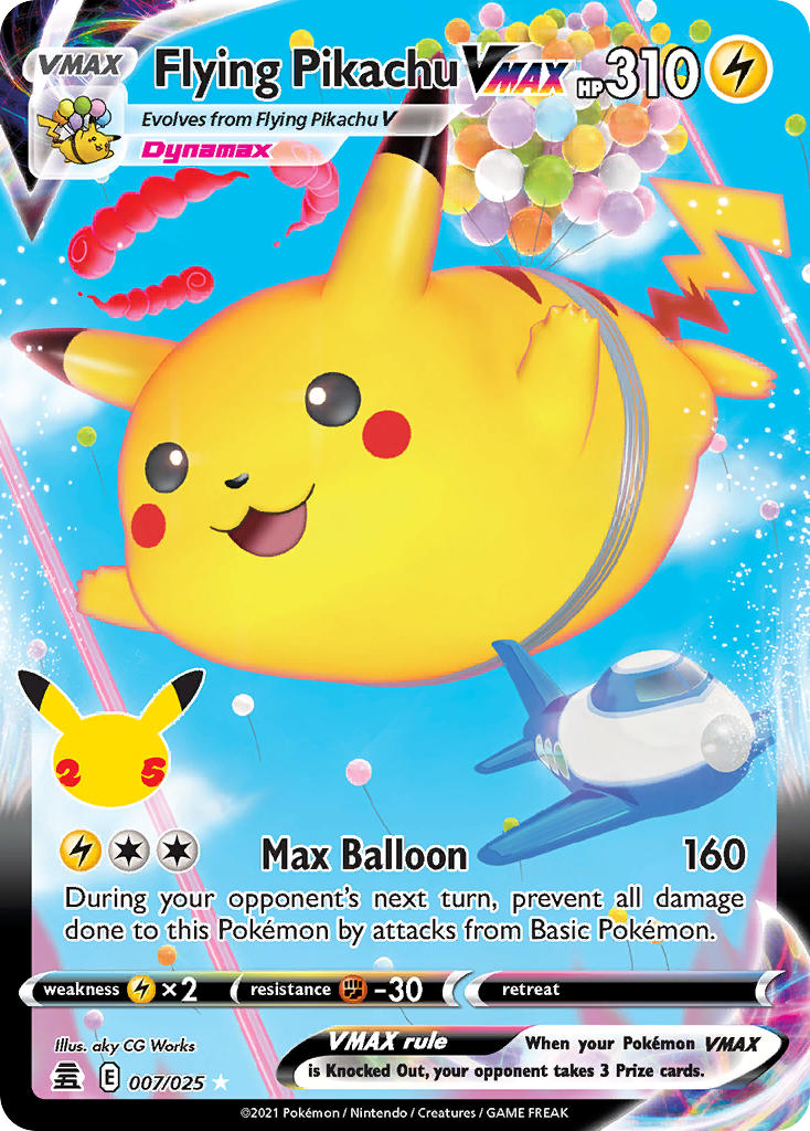 (007/025) Pokemon TCG Celebrations Single: Flying Pikachu VMAX  Ultra Rare