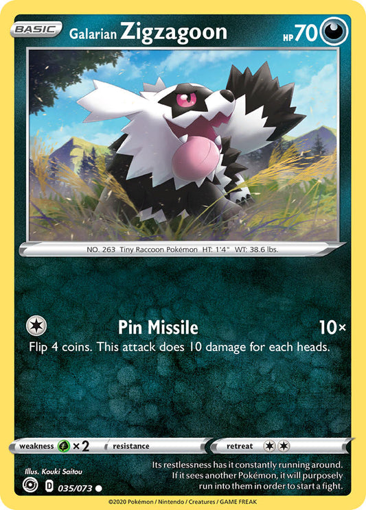 (035/073) Pokemon TCG Champion������s Path Single: Galarian Zigzagoon Reverse Holo Common