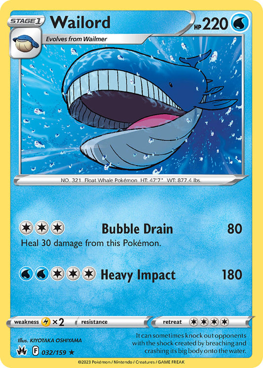 (032/159) Pokemon TCG Crown Zenith Single: Wailord  Rare