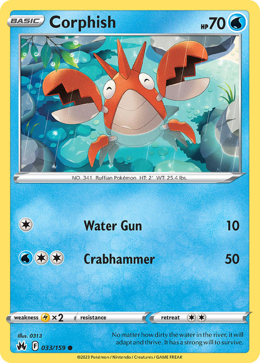 (033/159) Pokemon TCG Crown Zenith Single: Corphish Reverse Holo Common