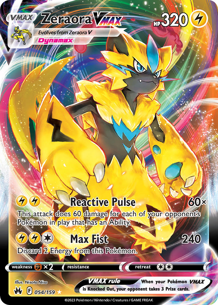 (054/159) Pokemon TCG Crown Zenith Single: Zeraora VMAX  Ultra Rare