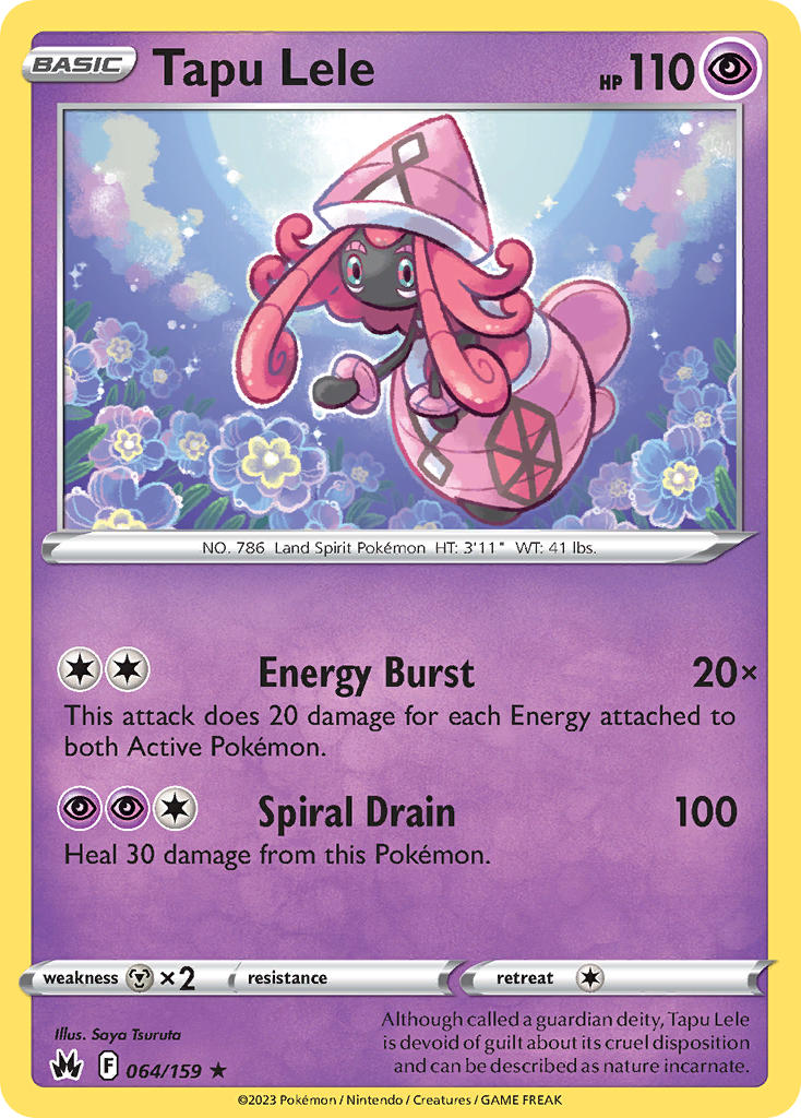 (064/159) Pokemon TCG Crown Zenith Single: Tapu Lele Reverse Holo Holo Rare