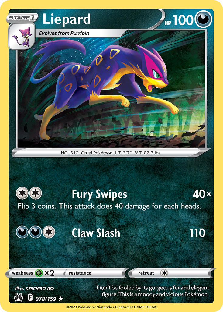 (078/159) Pokemon TCG Crown Zenith Single: Liepard Reverse Holo Rare