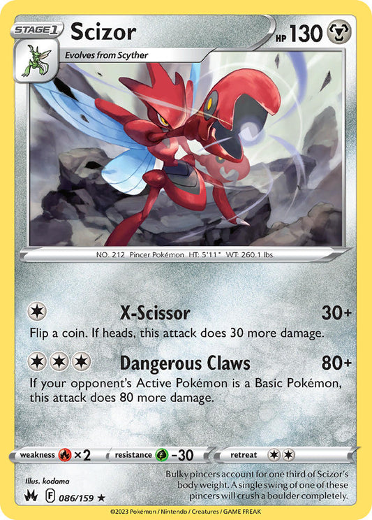 (086/159) Pokemon TCG Crown Zenith Single: Scizor Reverse Holo Rare
