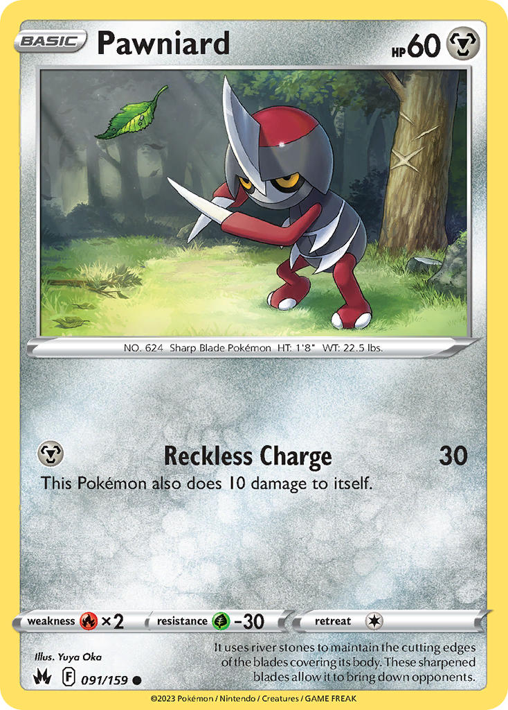 (091/159) Pokemon TCG Crown Zenith Single: Pawniard Reverse Holo Common
