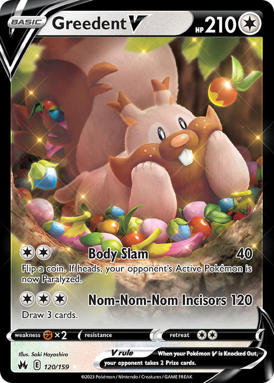 (120/159) Pokemon TCG Crown Zenith Single: Greedent V  Ultra Rare