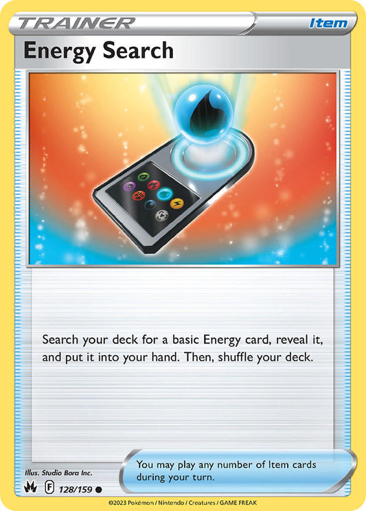 (128/159) Pokemon TCG Crown Zenith Single: Energy Search Reverse Holo Common