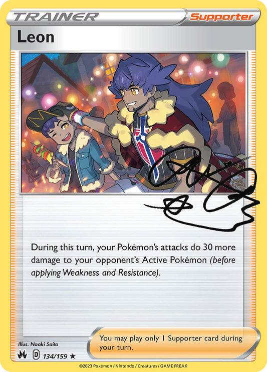(134/159) Pokemon TCG Crown Zenith Single: Leon  Holo Rare