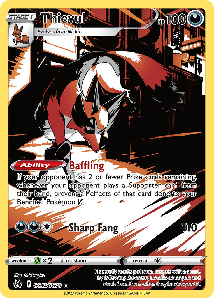 (GG17/GG70) Pokemon TCG Crown Zenith Single: Thievul  Holo Rare