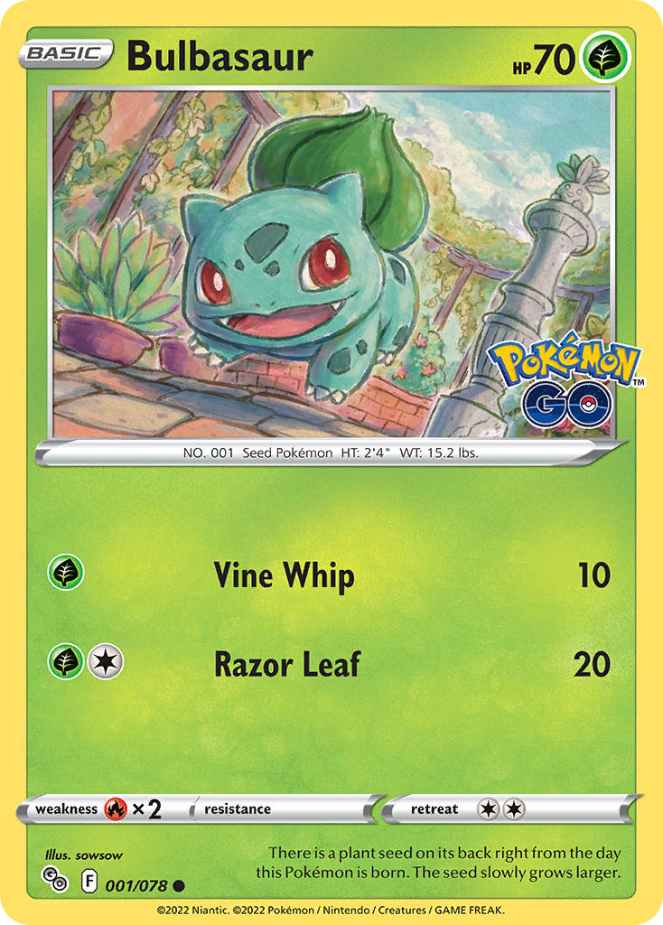 (001/078) Pokemon TCG Pok���mon GO Single: Bulbasaur Reverse Holo Common