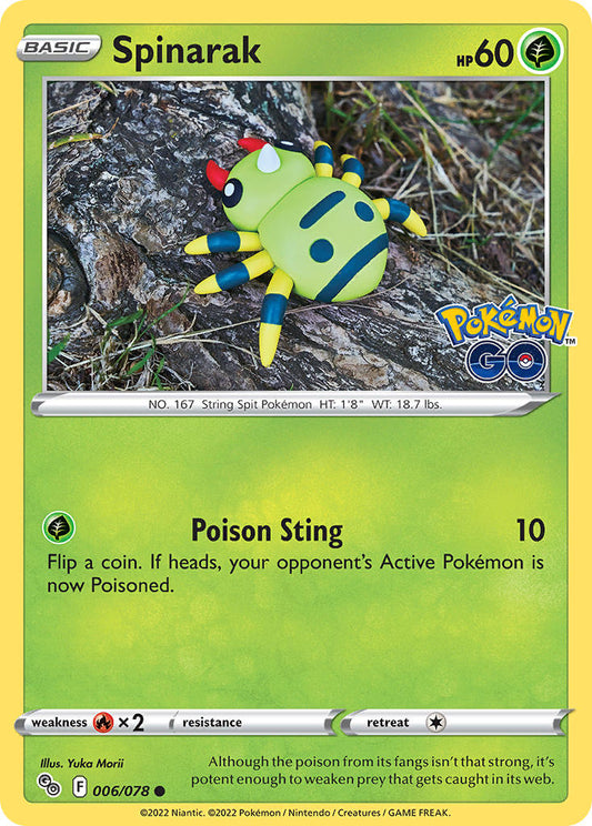 (006/078) Pokemon TCG Pok���mon GO Single: Spinarak  Common