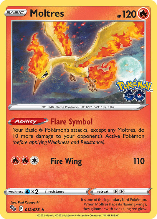 (012/078) Pokemon TCG Pok���mon GO Single: Moltres Reverse Holo Holo Rare
