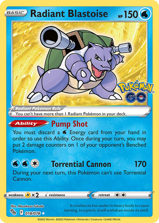 (018/078) Pokemon TCG Pok���mon GO Single: Radiant Blastoise  Ultra Rare