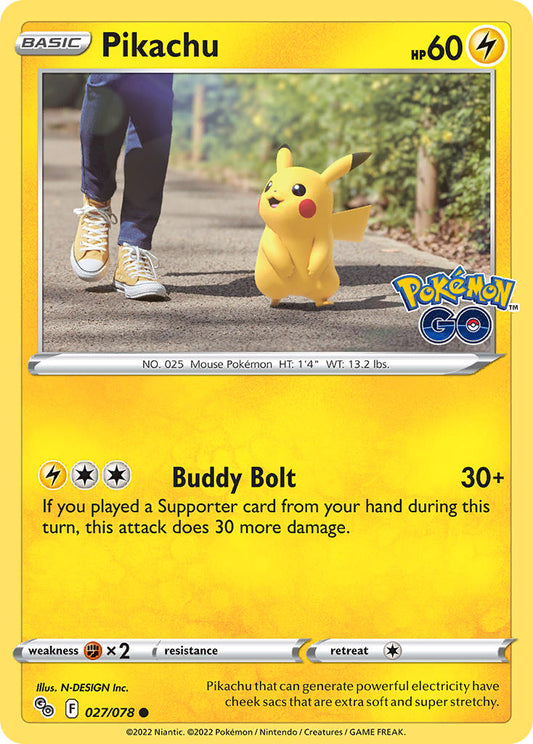 (027/078) Pokemon TCG Pok���mon GO Single: Pikachu Reverse Holo Common