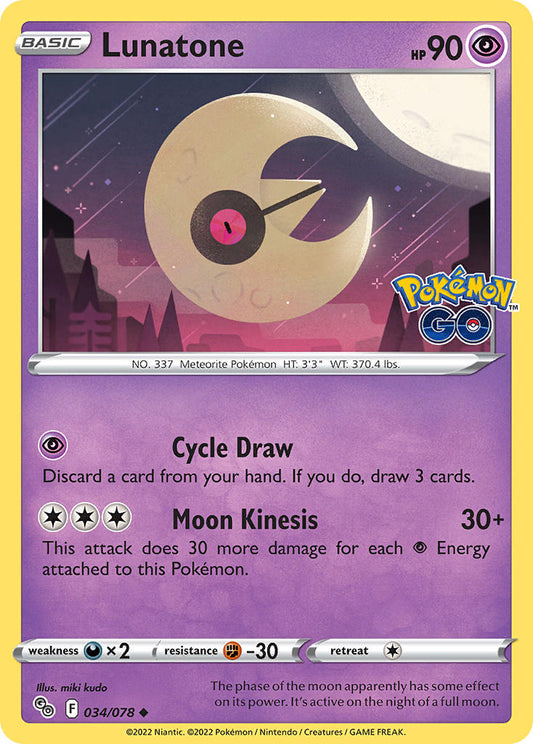 (034/078) Pokemon TCG Pok���mon GO Single: Lunatone Reverse Holo Uncommon