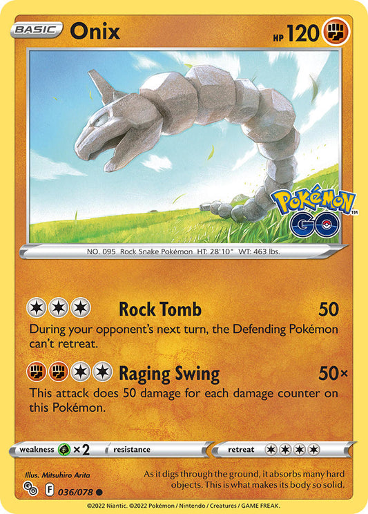 (036/078) Pokemon TCG Pok���mon GO Single: Onix Reverse Holo Common