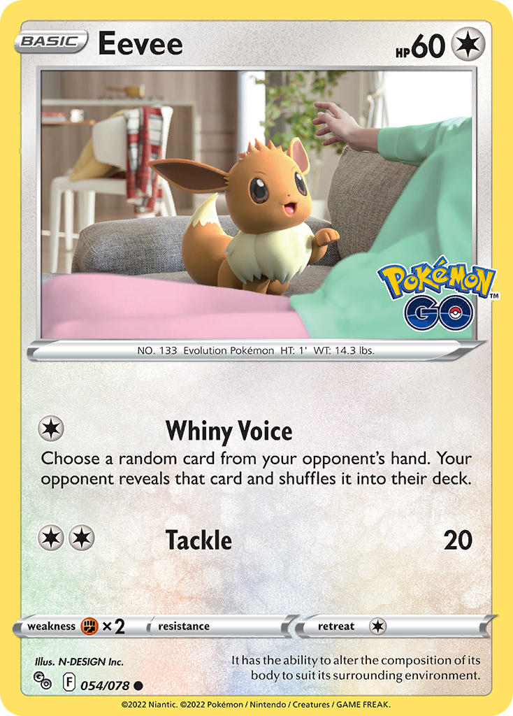 (054/078) Pokemon TCG Pok���mon GO Single: Eevee Reverse Holo Common
