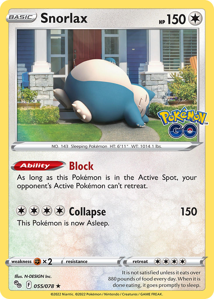 (055/078) Pokemon TCG Pok���mon GO Single: Snorlax  Holo Rare