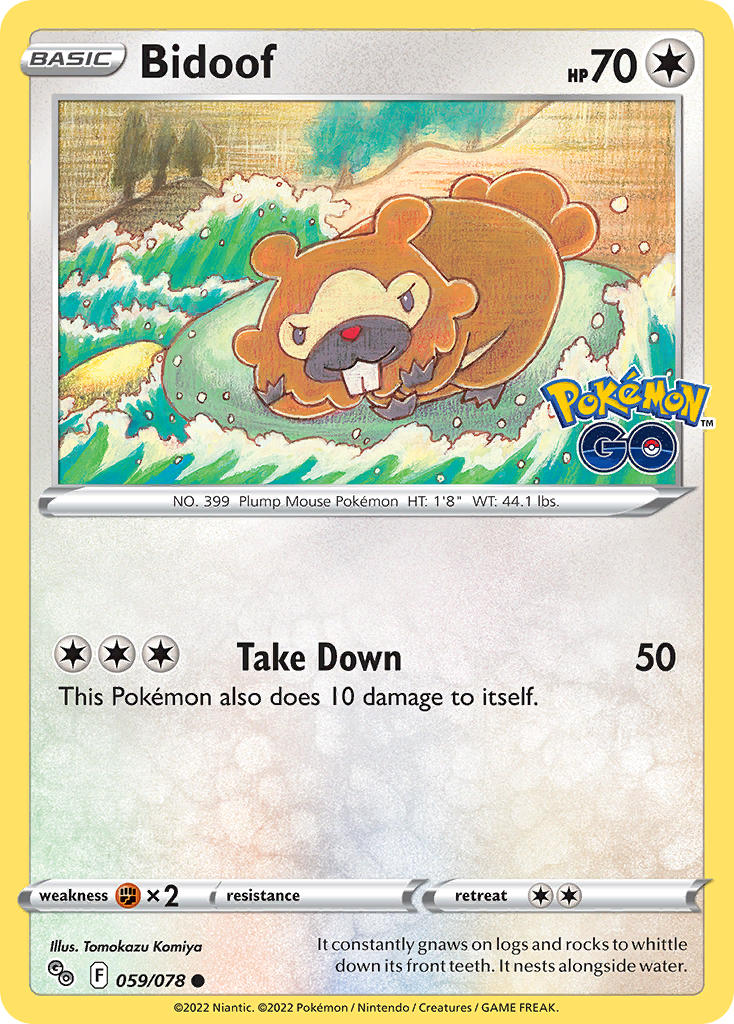 (059/078) Pokemon TCG Pok���mon GO Single: Bidoof Reverse Holo Common