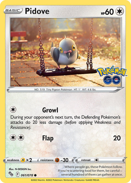 (061/078) Pokemon TCG Pok���mon GO Single: Pidove Reverse Holo Common