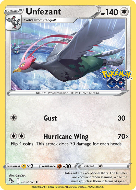 (063/078) Pokemon TCG Pok���mon GO Single: Unfezant  Uncommon
