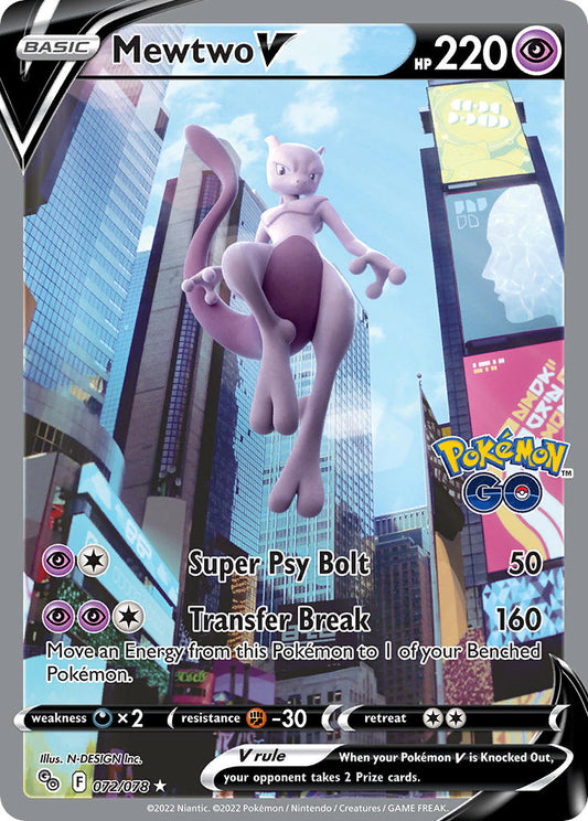 (072/078) Pokemon TCG Pok���mon GO Single: Mewtwo V  Ultra Rare