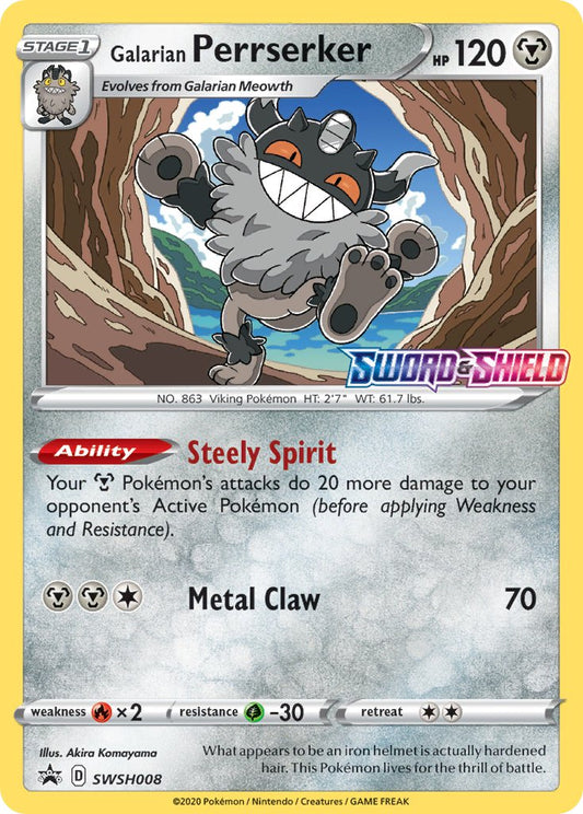 (008) Pokemon TCG SWSH Black Star Promos Single: Galarian Perrserker  Promo