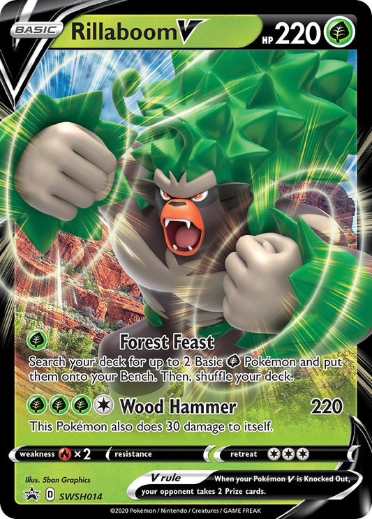(014) Pokemon TCG SWSH Black Star Promos Single: Rillaboom V  Promo
