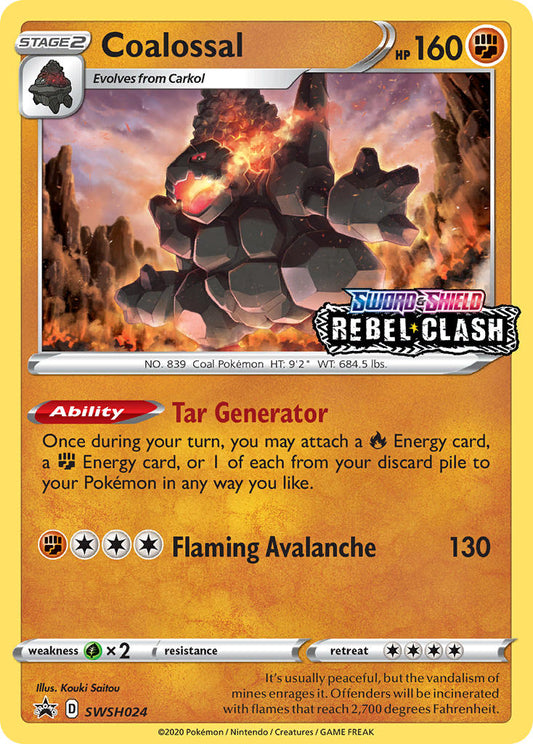 (024) Pokemon TCG SWSH Black Star Promos Single: Coalossal  Promo