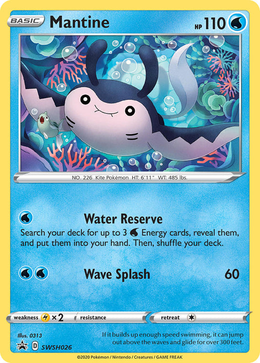 (026) Pokemon TCG SWSH Black Star Promos Single: Mantine  Promo