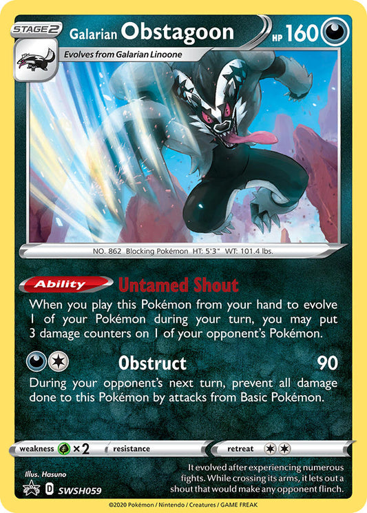 (059) Pokemon TCG SWSH Black Star Promos Single: Galarian Obstagoon  Promo