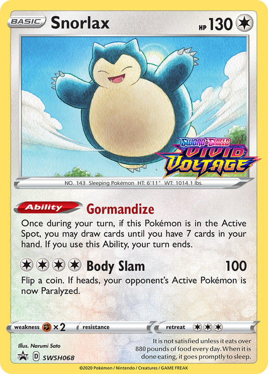 (068) Pokemon TCG SWSH Black Star Promos Single: Snorlax  Promo