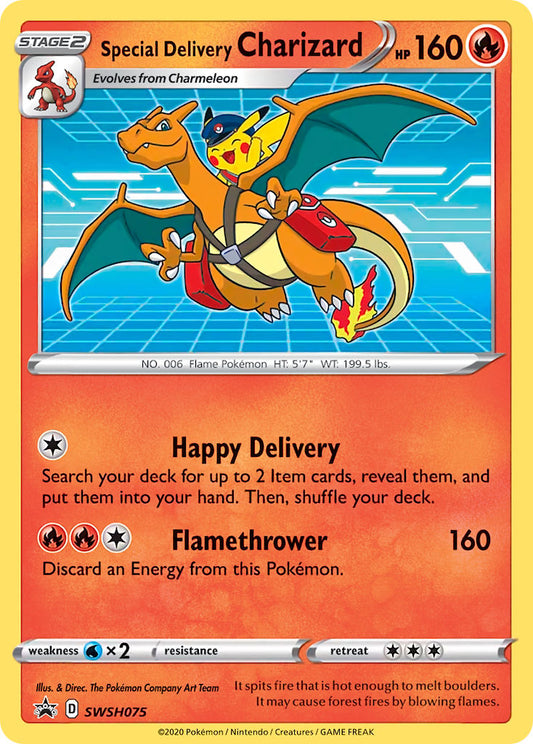 (075) Pokemon TCG SWSH Black Star Promos Single: Special Delivery Charizard  Promo
